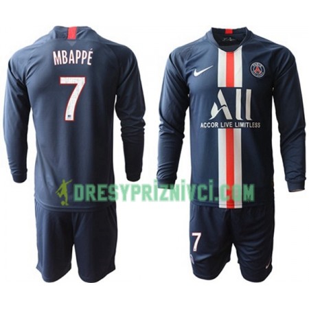 Fotbalový Komplet Paris Saint-Germain Mbappé 7 Dětské Domácí 2019-2020 Dlouhý Rukáv (+ trenýrky)